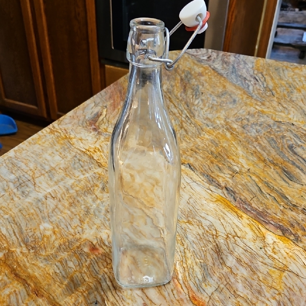 Clear Square Glass Bottle with Swing Top